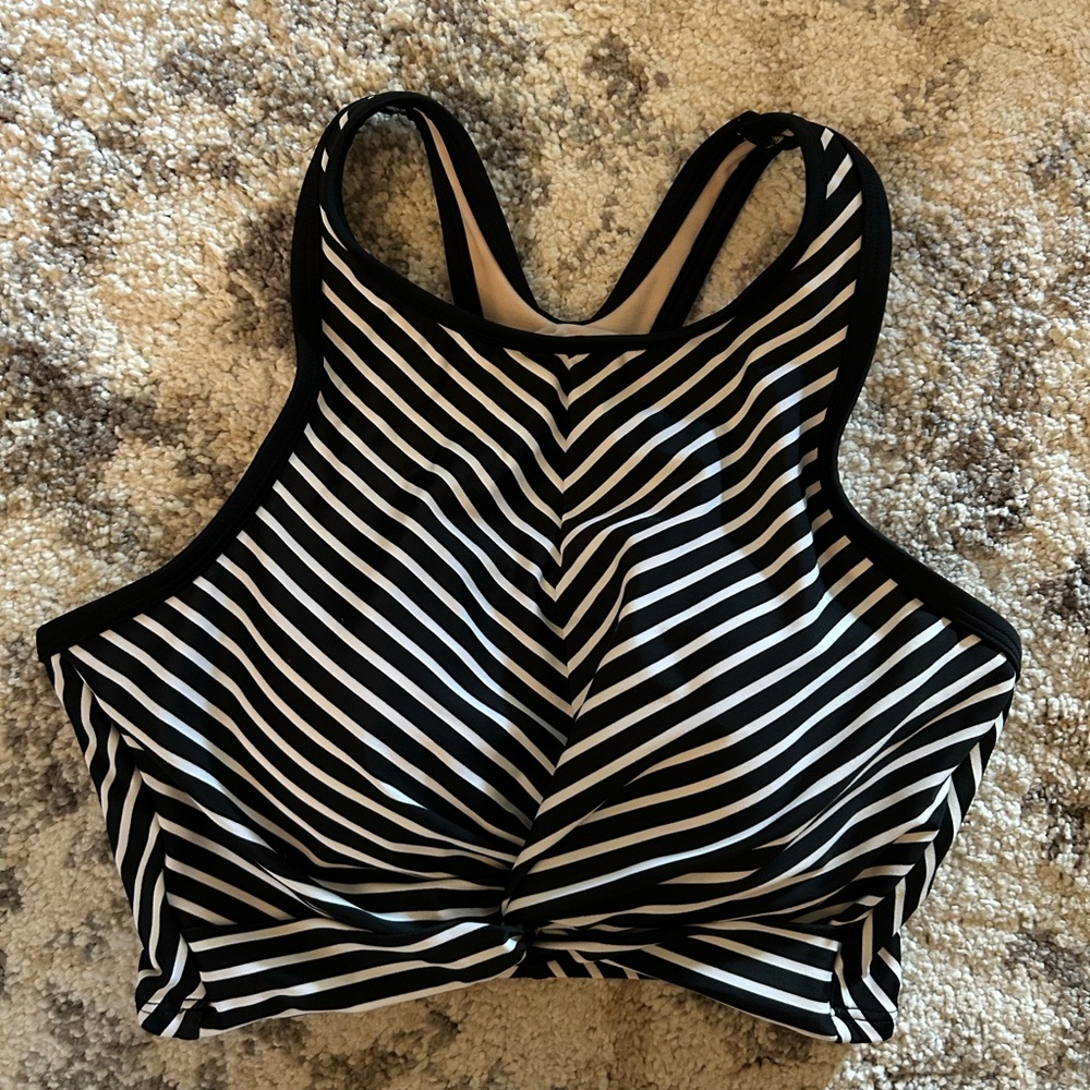 Striped Black and White Women's Bathing Suit TOP